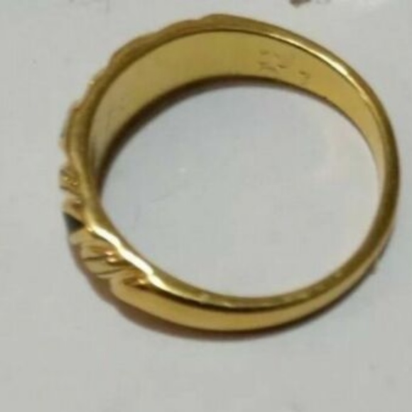 Black Onyx/Turquoise Inlay 14K Gold Plated NWOT Size  7 - Picture 5 of 8